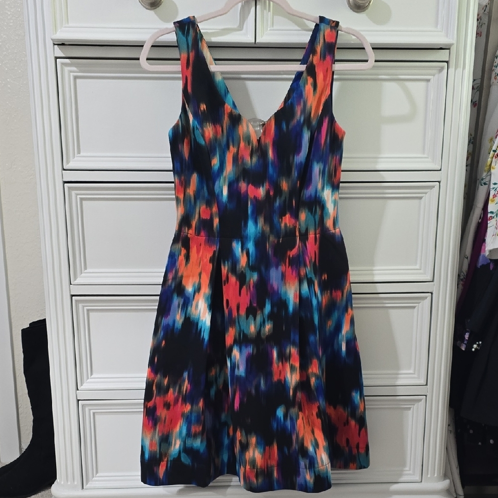 Calvin Klein Black and Multicolor Patterned Dress